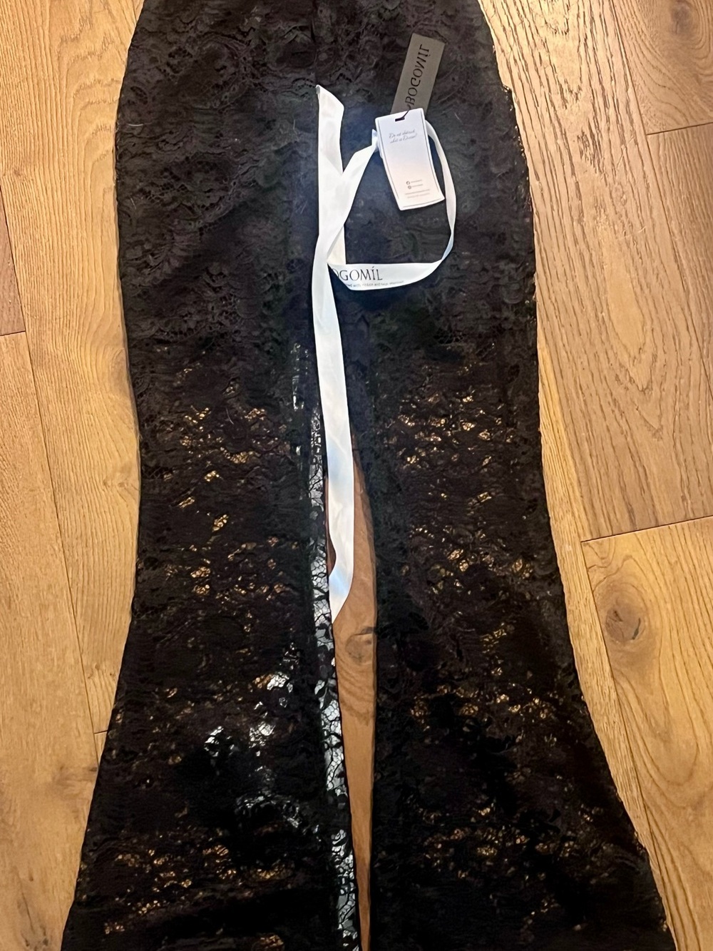 High-Waisted Lace Bell Bottom Trousers